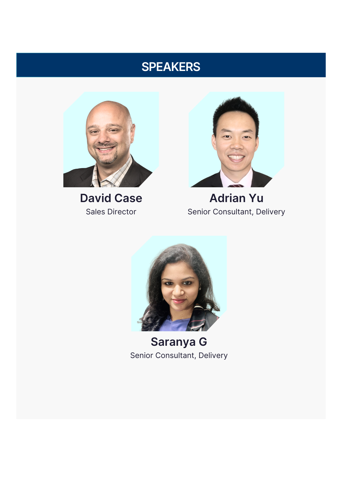 Speakers - Transforming Warehouse Operations Speakers - Transforming Warehouse Operations